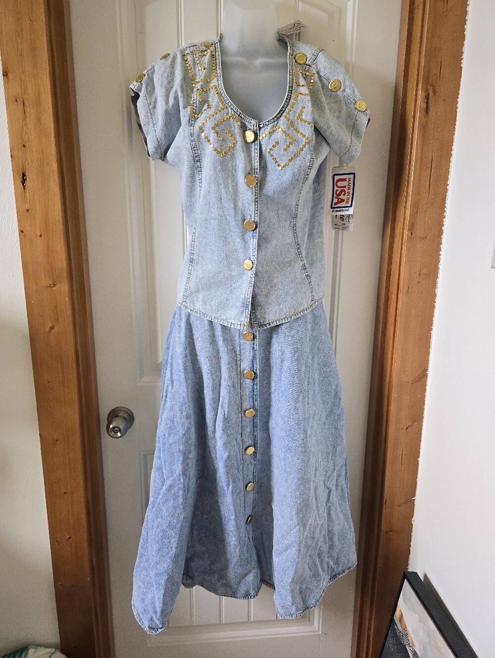 Vintage 80s/90s Denim Skirt & Top (Top NWT) Set!